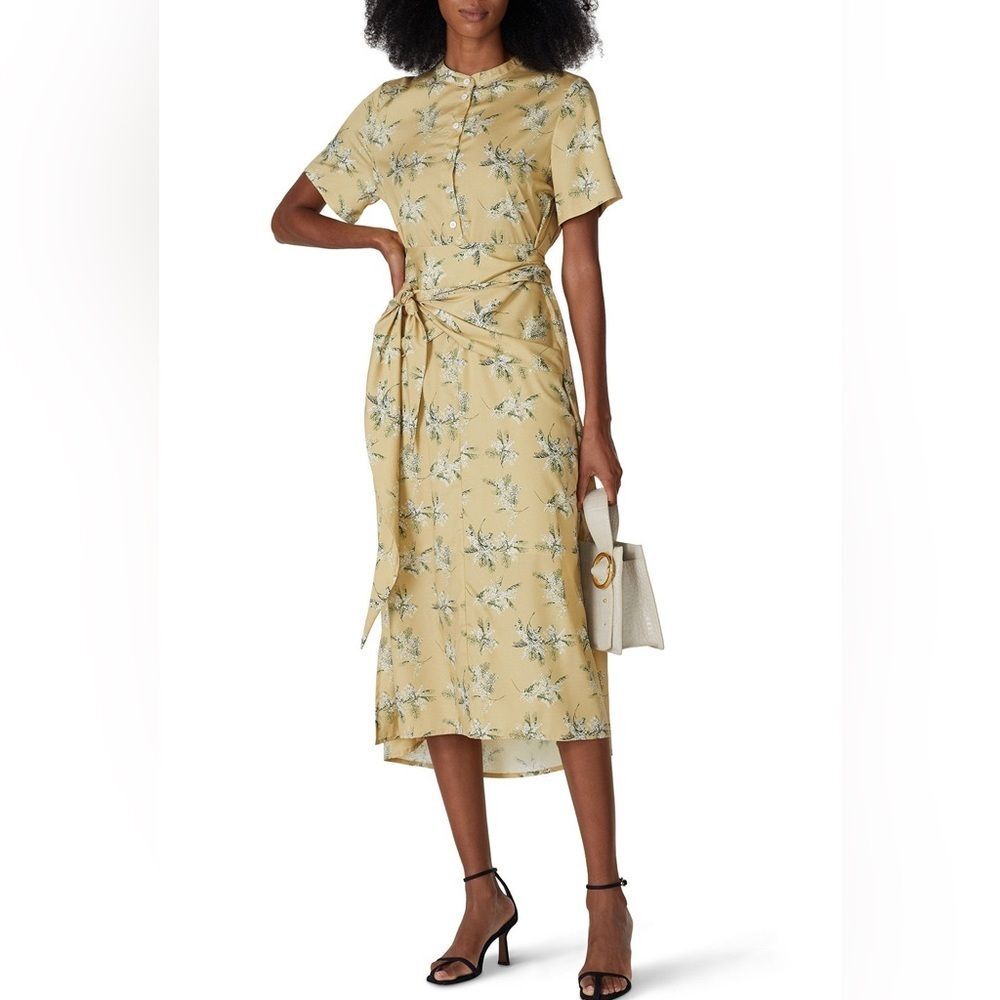 CAARA LUCA MAXI DRESS FLOWEY GOLD FLORAL WAIST TIE